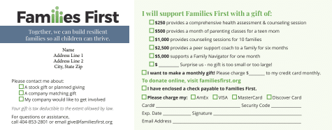 Families First End of Year Campaign 2022
